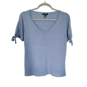 Burberry London 100% Cashmere Lightweight Short Sleeve Top Size Large FLAWED